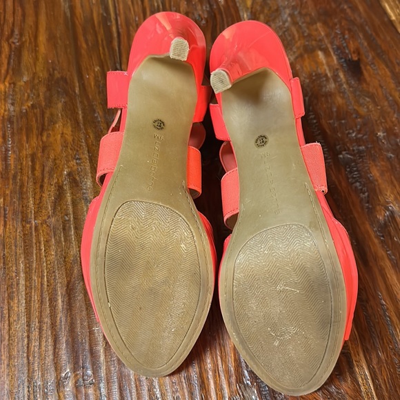 LIZ CLAIBORNE Women's Pink Faux Patent Leather Strappy Open Toe Pumps size 9 - Picture 7 of 7